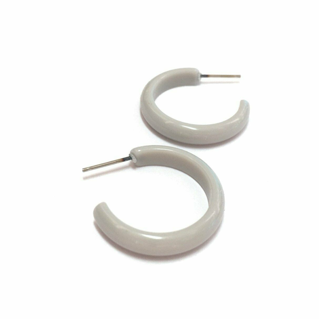 Light Grey Skinny Perfect Lucite Hoop Earrings 12$